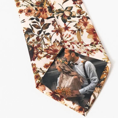 Men's Casual Orange & Ivory Flowers Necktie