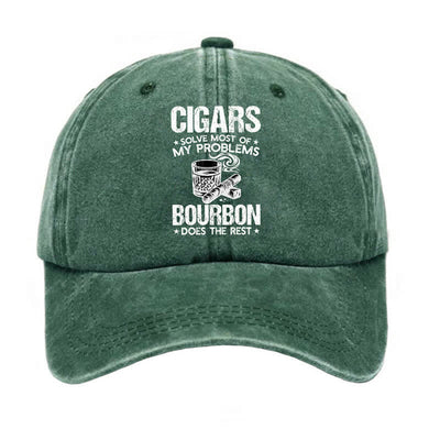 Cigars And Wine Solve Problems Adjustable Baseball Cap