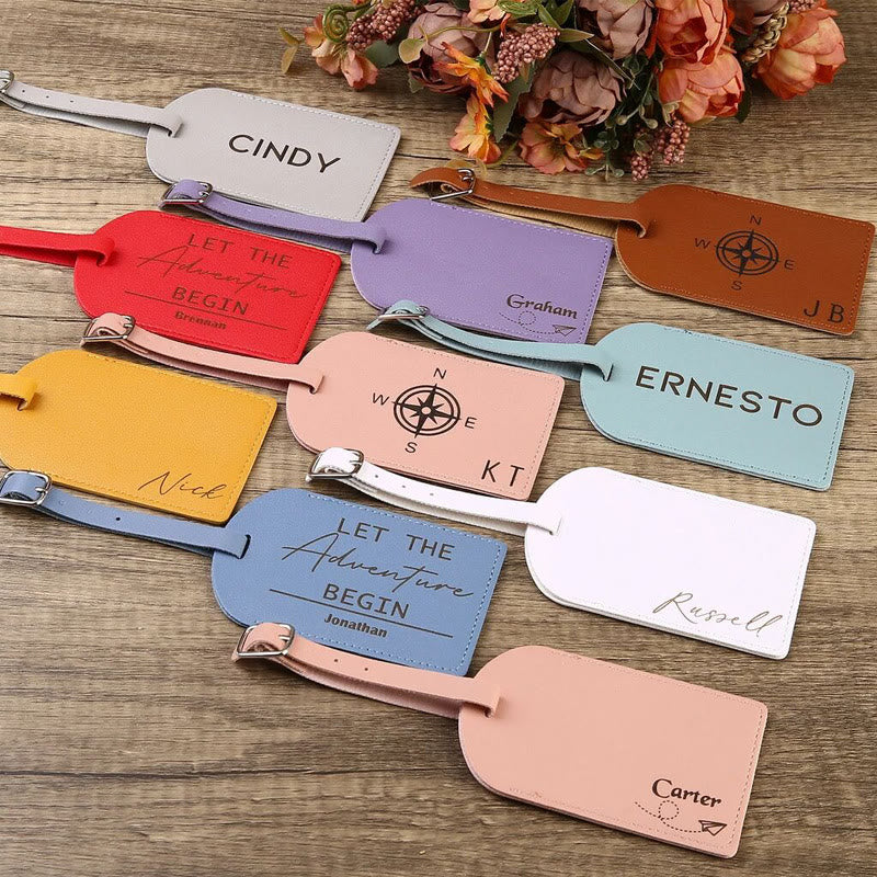 One-Sided Custom Your Text Travel Leather Luggage Tag