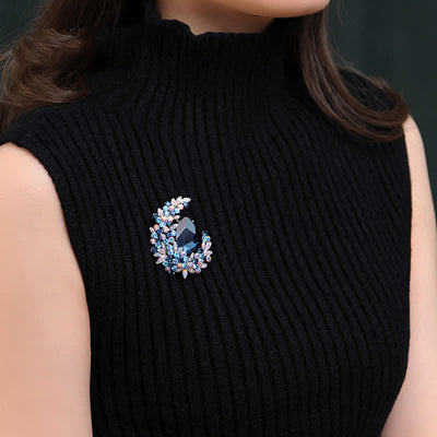 Women's Shiny Crystal Half Moon Shape Brooch