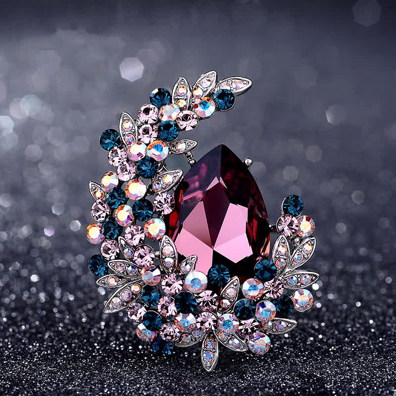 Women's Shiny Crystal Half Moon Shape Brooch