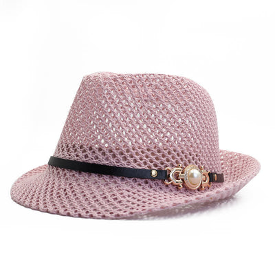 Men's Knitted Mesh Breathable Panama Fedora Hat