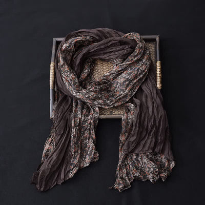 Women's Floral Color Patchwork Cotton Linen Thin Scarf
