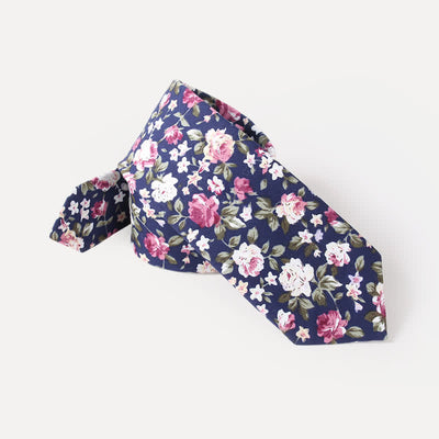 Men's Cute Fresh Flower Pattern Cotton Necktie