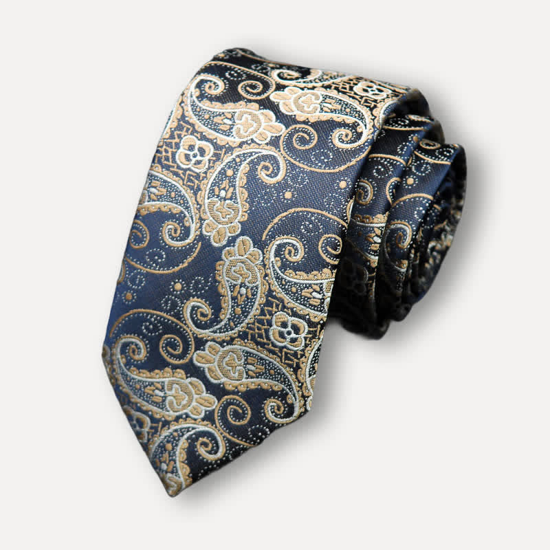 Navy Blue Men's Exotic Paisley Necktie