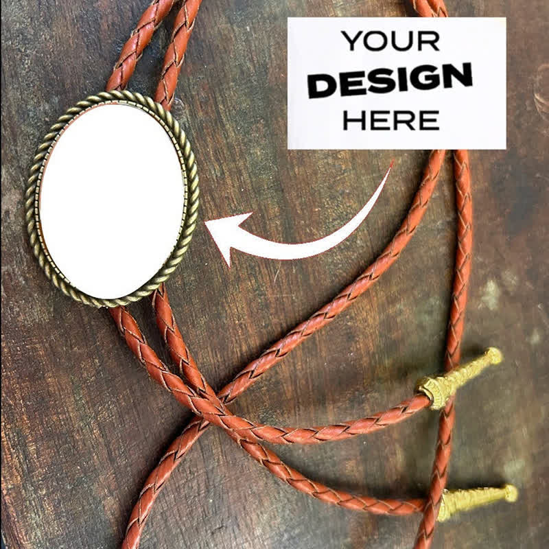 Funny Custom Photo Brown Leather Bolo Tie
