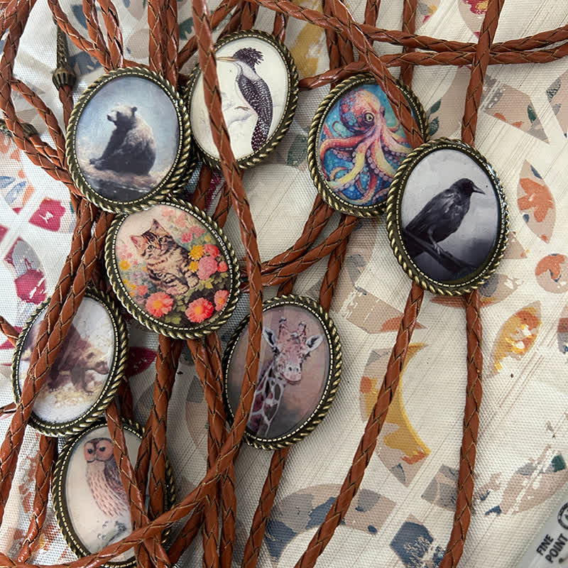 Funny Custom Photo Brown Leather Bolo Tie
