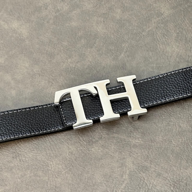 Custom Large Initials Silver DIY Buckle Leather Belt
