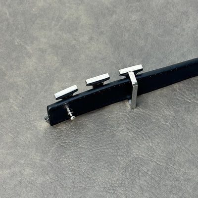 Custom Large Initials Silver DIY Buckle Leather Belt