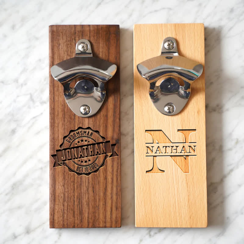 Creative Custom Carving Wood Mounted Wall Bottle Opener