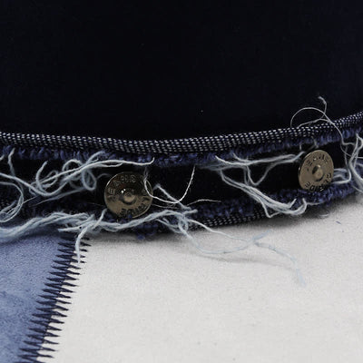 Navy & White Contrast Color Faux Suede Velvet Cowboy Hat