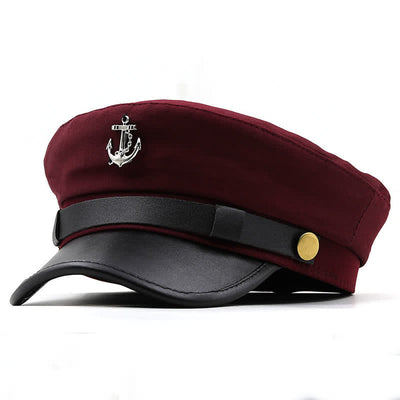 Women's Ship Anchor Navy Cap Flat Top Beret Hat