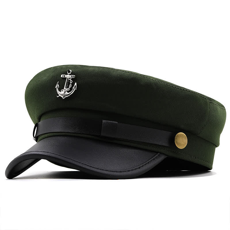 Women's Ship Anchor Navy Cap Flat Top Beret Hat