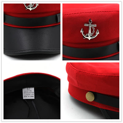 Women's Ship Anchor Navy Cap Flat Top Beret Hat