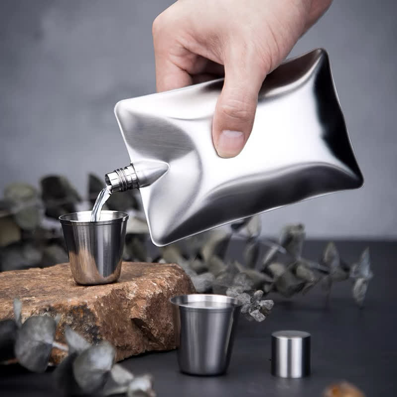 6 oz Irregular Creative Stainless Steel Wavy Portable Flask