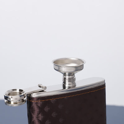 5Pcs Brown Leather Small Jug Bottle Opener Cup 8 Oz Flask Gift Set