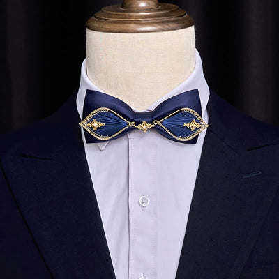 Men's Navy Golden Metal Phoenix Branch Bow Tie