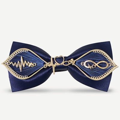 Men's Navy Golden Metal Phoenix Branch Bow Tie