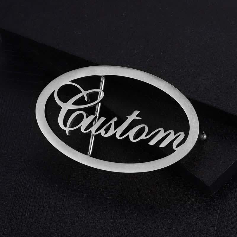 Oval Custom Name Cursive Letters DIY Buckle Leather Belt