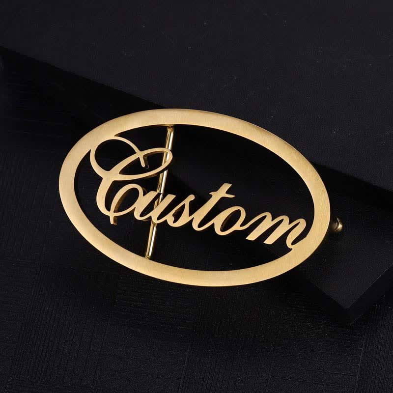 Oval Custom Name Cursive Letters DIY Buckle Leather Belt