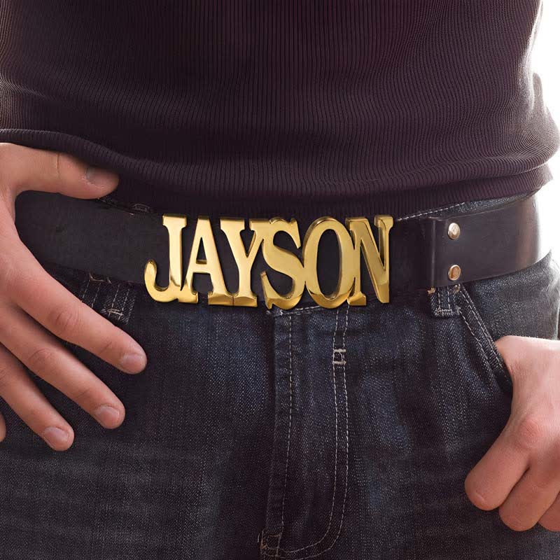 Sleek Letter-shape Custom Named DIY Buckle Leather Belt