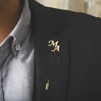 Custom Two Initial Letters Stainless Steel Brooch Lapel Pin