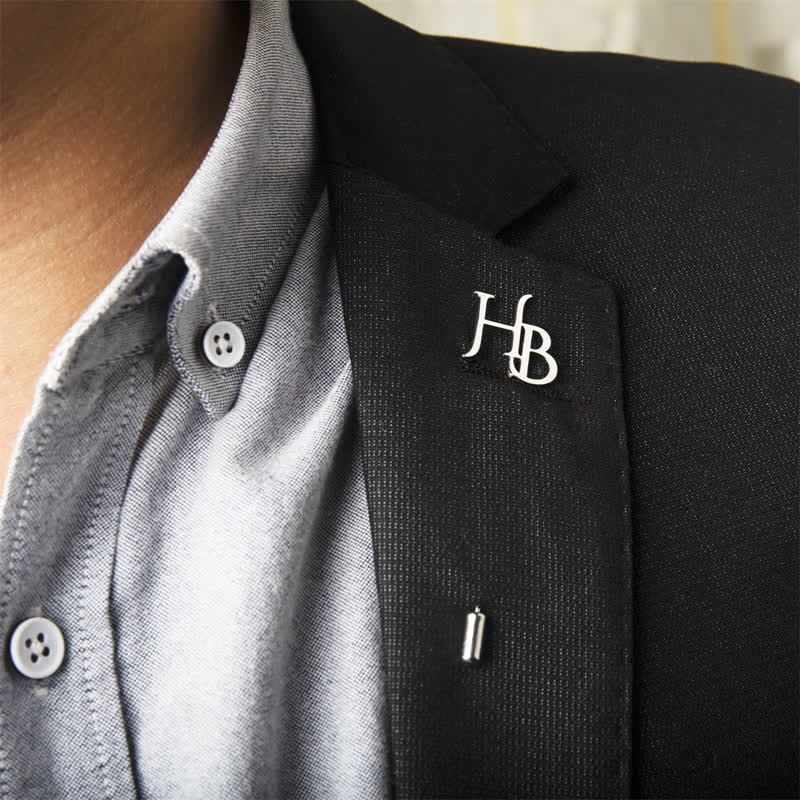 Custom Two Initial Letters Stainless Steel Brooch Lapel Pin