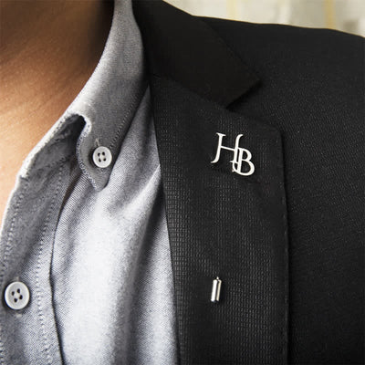 Custom Two Initial Letters Stainless Steel Brooch Lapel Pin