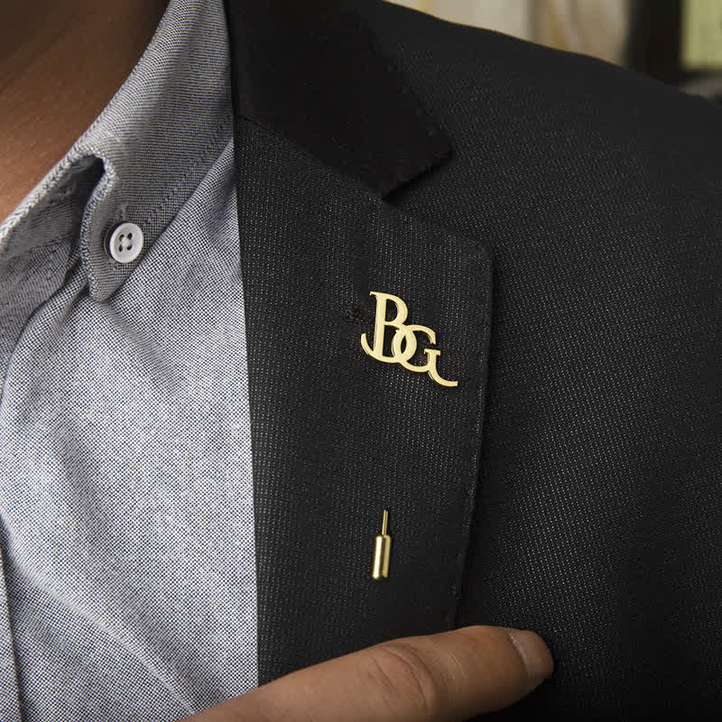 Custom Two Initial Letters Stainless Steel Brooch Lapel Pin