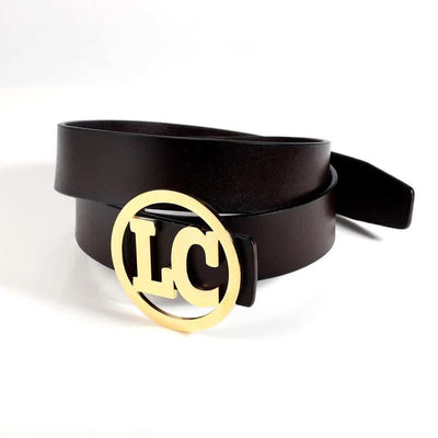 Round Custom Name 2 Letters DIY Buckle Leather Belt