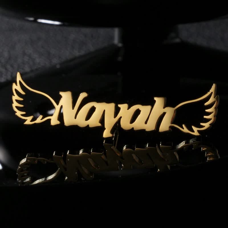 Elegant Angel Wings Custom Name Brooch
