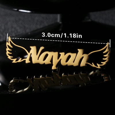 Elegant Angel Wings Custom Name Brooch
