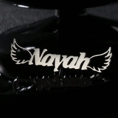 Elegant Angel Wings Custom Name Brooch