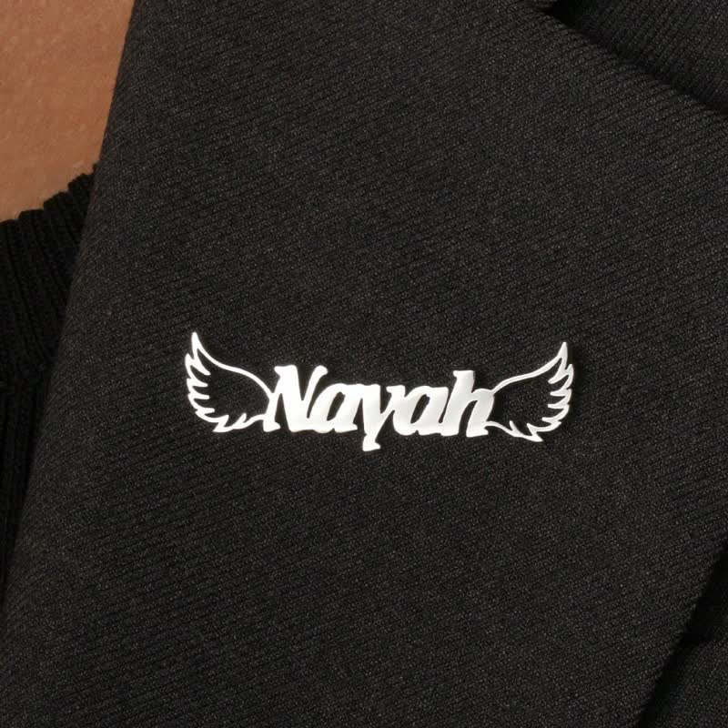 Elegant Angel Wings Custom Name Brooch