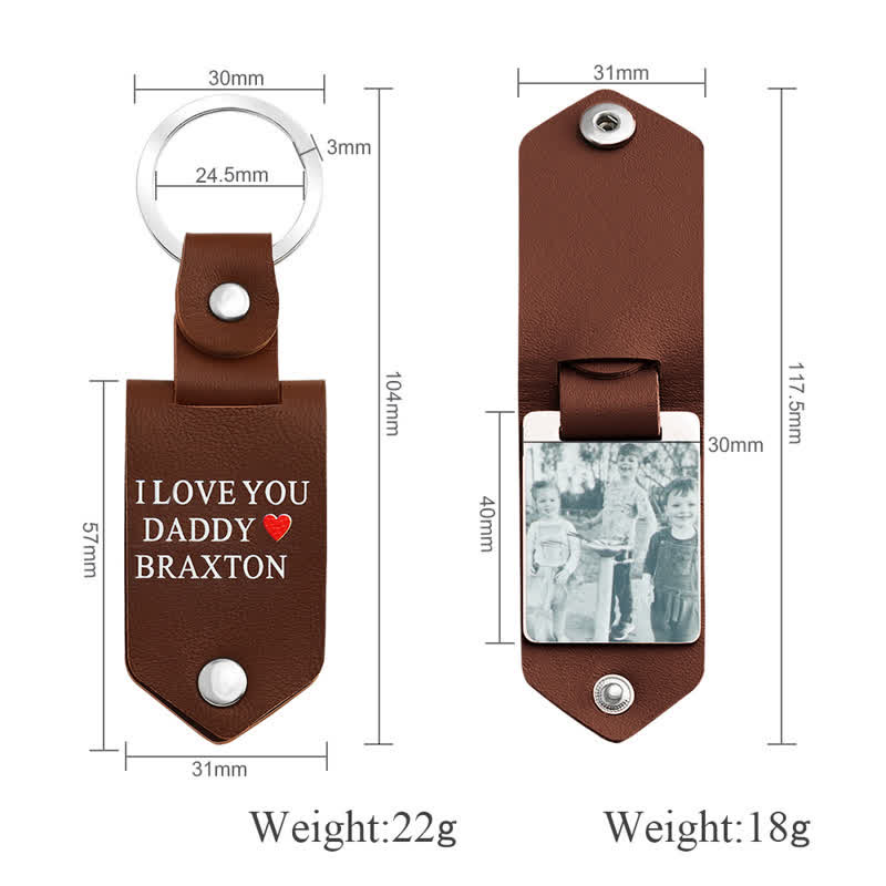 Creative Custom Photo Text Printed Leather Keychain