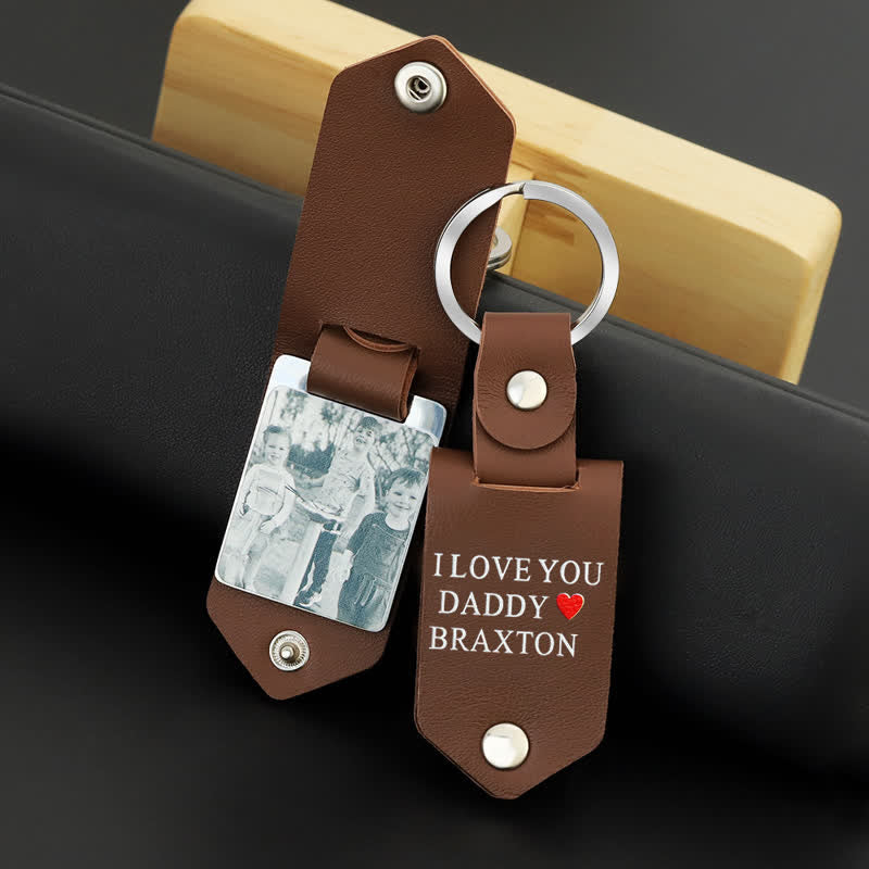 Creative Custom Photo Text Printed Leather Keychain