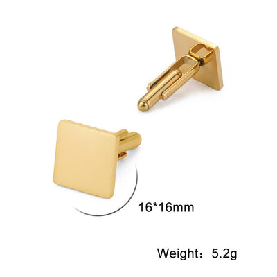 1 Pair Laser Custom Letter Square Round Heart Shape Suit Cufflinks