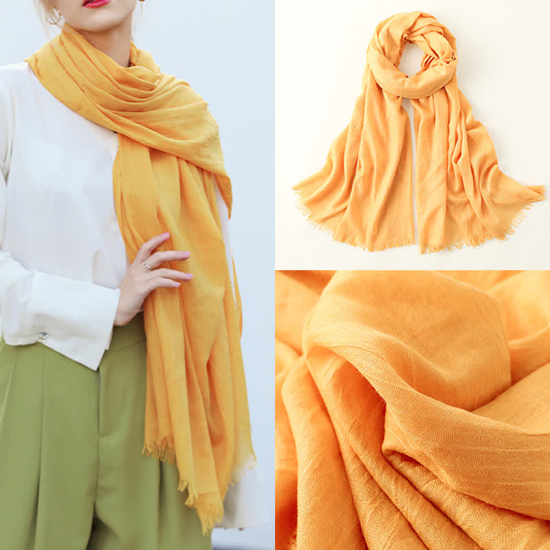 Solid Color Crinkle Travel Wrap Thin Summer Scarf