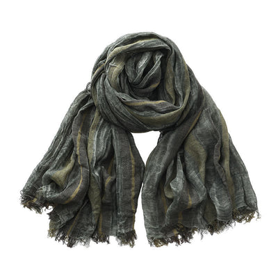 Retro Tie-Dye Striped Pattern Color-Blocked Pleated Art Scarf