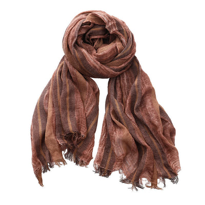 Retro Tie-Dye Striped Pattern Color-Blocked Pleated Art Scarf