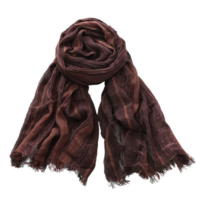 Retro Tie-Dye Striped Pattern Color-Blocked Pleated Art Scarf