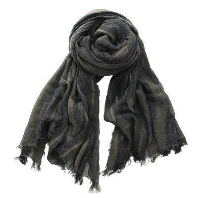 Retro Tie-Dye Striped Pattern Color-Blocked Pleated Art Scarf
