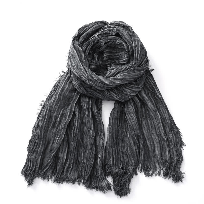 Lightweight Retro Hand-Stained Solid Color Crinkle Scarf