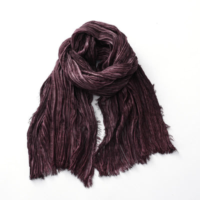 Lightweight Retro Hand-Stained Solid Color Crinkle Scarf