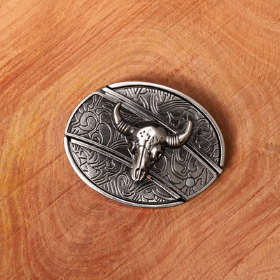 Men's DIY Longhorn Bull Hidden Folding Knife Leather Belt