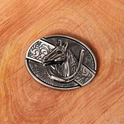 Men's DIY Horse Head Hidden Folding Knife Leather Belt - image 4