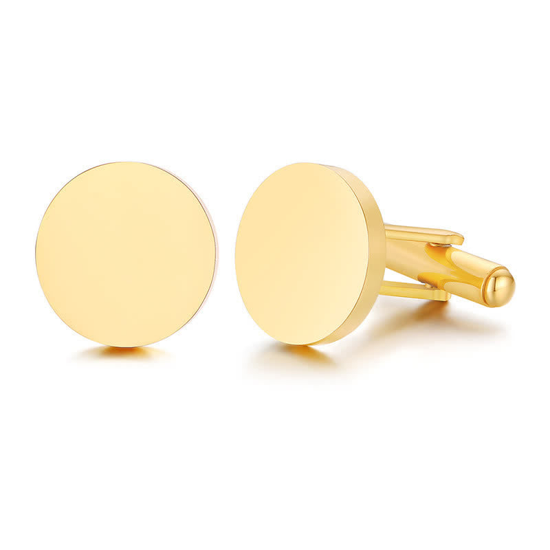 1 Pair Laser Engraved Custom Round Shape Suit Cufflinks