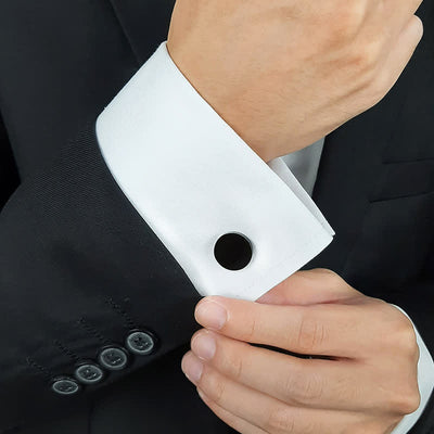 1 Pair Laser Engraved Custom Round Shape Suit Cufflinks