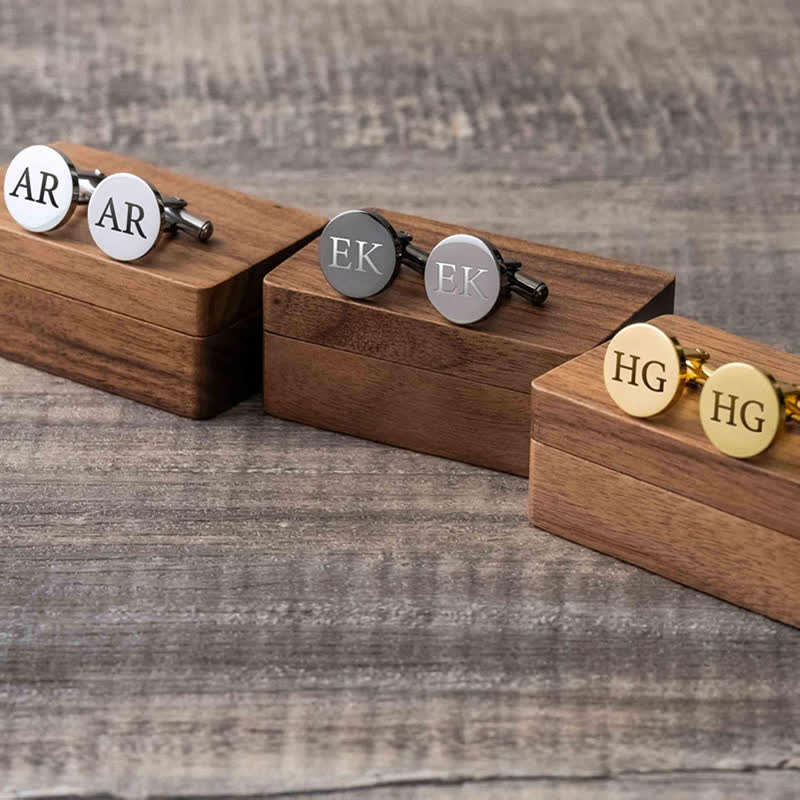 1 Pair Custom Name Metal Cufflinks & Tie Clip Set