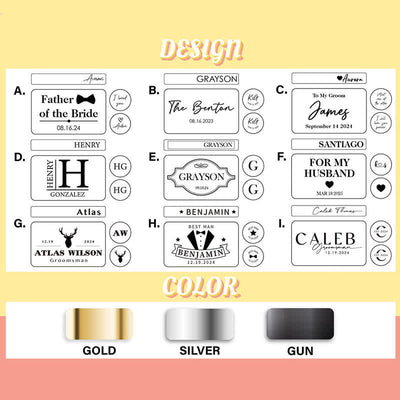 1 Pair Custom Name Metal Cufflinks & Tie Clip Set
